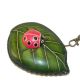 Ladybug on Leaf Leather Wristlet