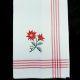 Red Poinsettia Embroidered Tea Towel