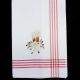 Red Candles Embroidered Tea Towel