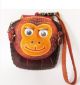 Smiling Monkey Leather Wristlet